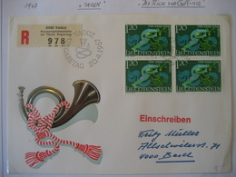 Liechtenstein- FDC Recobeleg Mit  Viererblock Mi.Nr. 477 - Storia Postale