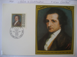 Liechtenstein- FDC Maxicard J.W. Von Goethe Mi.Nr. 785 - Brieven En Documenten