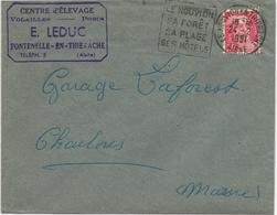 LETTRE OBLITERATION DAGUIN " LE NOUVION -SA FORET -SA PLAGE -SES HOTELS -AISNE - ANNEE 1951 - Annullamenti Meccaniche (Varie)