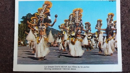 CPSM TAHITI PAPEETE POLYNESIE FRANCAISE GROUPE ETOILE HEIVA AUX FETES DU 14 JUILLET AFOUI  1976 - Polynésie Française