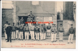 CPA 89 Rare Carte SAINT SAUVEUR EN PUISAYE La Compagnie Des Sapeurs Pompiers - Saint Sauveur En Puisaye