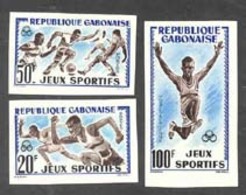 GABON (1962) Runners. Soccer Players. Long Jump. Set Of 3 Imperforates. Abidjan Games. Scott Nos 163-4,C6. - Gabon (1960-...)
