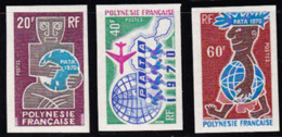 FRENCH POLYNESIA (1970) Globe. Set Of 3 Imperforates, Pacific Area Tourist Association. Scott Nos 258-60 - Geschnittene, Druckproben Und Abarten