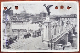 CPA  Italia Ferrovia Circulated To Buenos Aires1923 Argentina Ponte Vittorio Bridge Tranway Carriage *perforations - Andere & Zonder Classificatie