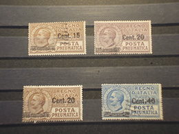 ITALIA REGNO - POSTA PNEUMATICA - 1924/5 SOPRASTAMPATI 4 VALORI - TIMBRATI/USED - Pneumatische Post