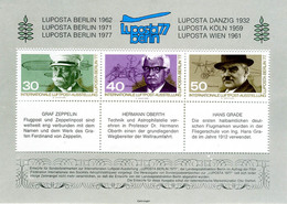 Berlin 1977 Carnet Gedenkblok Luposta Graf Zeppelin LZ-127 Hermann Oberth Hans Grade Eindecker Libelle - Altri (Aria)