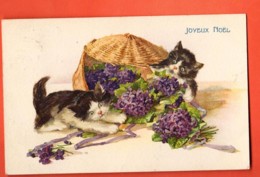 ZAL-25  Joyeux Noël Deux Chats Et Fleurs De Violettes. . . Circulé En 1922 Vers Tramelan - Other & Unclassified