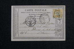 FRANCE - Carte Précurseur De Villefranche / Saône Pour Belleville / Saône En 1874, Affranchissement Cérès 15ct - L 61810 - Cartes Précurseurs