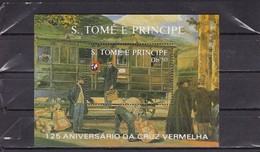 Sao Tomé E Principe 1988 B 183 - Mi 1075 Eisenbahnwaggon / Railroad Car -railway Carriage - 125th Ann. Red Cros MNH** - Trenes