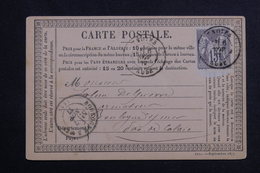 FRANCE - Carte Précurseur De Troyes Pour Boulogne / Mer En 1877, Affranchissement Sage 15ct Bdf En Bas - L 61870 - Cartes Précurseurs