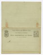 Etat Indépendant Du Congo Carte Postale Stationary Entier Postal 15 Centimes Avec Réponse Payée  ( 2 Scans ) - Postwaardestukken