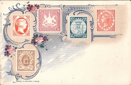 ! Alte Ansichtskarte Abbildung Von Europ. Briefmarken, Norwegen, Württemberg, Spanien, Luxemburg - Posta