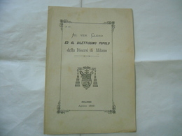 LETTERA CIRCOLARE AL VEN.CLERO ED AL DILETTISSIMO POPOLO DIOCESI DI MILANO 1898. - Religion