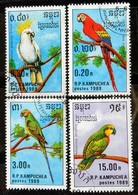 142. KAMPUCHEA  (04 DIFF) 1996 USED STAMP BIRDS, PARROTS . - Kampuchea