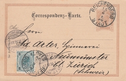 Autriche Entier Postal Privé Pour La Suisse 1896 - Cartas