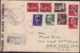 338 Venezia Giulia - Lettera R/ta Da Trieste Diretta A New York ( USA ), Affrancata Con Imperiale Soprastampati - Storia Postale