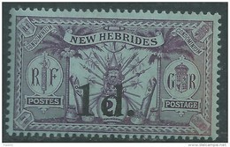 Nouvelles Hébrides N° 66 X Timbre Surchargé 1 D. Sur 2 S.. Légende Anglaise  Trace De Charnière  Sinon  TB - Nuevos