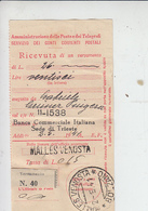 MALLES VENOSTA  1941 - Ricevuta Ccp - Tax On Money Orders