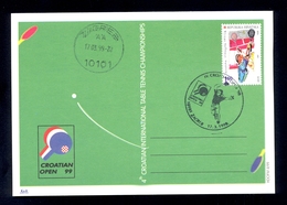 CROATIA 1999 - Commermorative Card For 4th Croatian International TABLE TENNIS Championship, With Commemorative Stamp An - Tischtennis