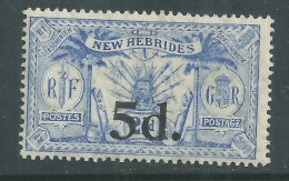 Nlles Hébrides N° 79 XX  :  Timbre Surchargé 5 D. Sur 2 1/2  P., Légende Anglaise, Sans Charnière, TB - Unused Stamps