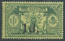 Nouvelles Hébrides N° 67 XX Timbre Surchargé 1 D. Sur 5 S.. Légende Anglaise  Sans Charnière, Rousseurs Sinon  TB - Unused Stamps