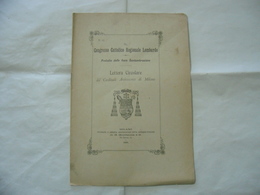 LETTERA CIRCOLARE CONGRESSO CATTOLICO REGIONALE LOMBARDO DIOCESI DI MILANO 1896 - Religione