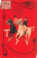 Sport.   Hippisme :     Cavalier Et Cavalière Sur Leurs Chevaux    Carte Dessinée           (voir Scan) - Horse Show