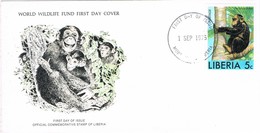 36663. Carta F.D.C. MONROVIA (Liberia) 1975. Chimpancé - Chimpansees