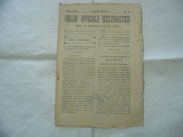 FOGLIO UFFICIALE ECCLESIASTICO DIOCESI DI MILANO N.4 1909 BORDO ROVINATO. - Religione