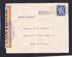 N° 683 / Lettre De Bruxelles Vers La France Bande De Controle Lsc - 1929-1937 Heraldic Lion