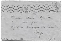 Env. 1936  Alep - Hopital De Campagne - Poste Aux Armées - Lettres & Documents