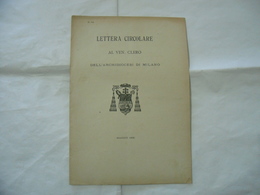 LETTERA CIRCOLARE AL VENERANDO CLERO ARCHIDIOCESI DI MILANO 1903. - Godsdienst