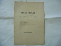 LETTERA CIRCOLARE PELLEGRINAGGIO A ROMA DOCUMENTO PONTIFICIO MILANO 1900. - Godsdienst