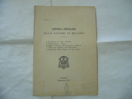 LETTERA CIRCOLARE PELLEGRINAGGIO A ROMA RELIQUIE DEI SANTI MAGI MILANO 1903. - Religion