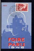 " FOIRE DE PARIS 1946 " Sur Carte Commémorative N° YT 753. Voir état. Voir Les 2 Scans. CM - 1940-1949