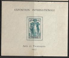 Togo Bloc N°1*de L'expo De 1937 - Autres & Non Classés