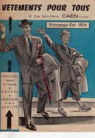 14- CAEN -DEPLIANT PUBLICITAIRE MAGASIN VETEMENTS POUR TOUS-1954- 21 RUE SAINT PIERRE - COSTUME MODE GOLF COMMUNION - Kleding & Textiel