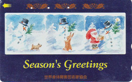 TC ARGENT JAPON / 110-192849 - Peinture - SEASON'S GREETINGS - NOEL CHRISTMAS SNOWMAN - JAPAN Painting SILVER Pc 34 - Navidad