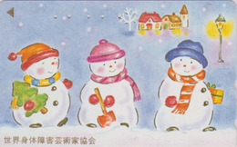 TC DOREE JAPON / 110-160636 - Peinture - Bonhomme De Neige - Snowman - JAPAN Painting GOLD Phonecard - 35 - Kerstmis