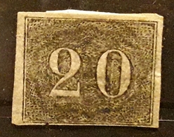BRASIL BRAZIL BRESIL 1850 ,Petits Chiffres Yvert No 12 A, 20 R Noir Non Dentele Imperforate Neuf * MH  TB Cote 90 Euros - Nuevos