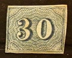 BRASIL BRAZIL BRESIL 1854 ,Petits Chiffres Yvert No 20 A, 30 R Bleu Non Dentele Imperforate Neuf  (*)  TB Cote 40 Euros - Nuevos