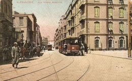 Alexandrie 1915 - Cachet Trésor Et Postes - Carte Postale Rue Porte Rosette - Tramway - Briefe U. Dokumente