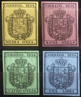 España: Año. 1854 - **/Lujo, 4/Val. Serie, C.P.T.A. ( Reinado Isabel II Escudos De España ) Sin Dentar. - Unused Stamps