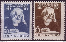 1953 Poland Mi 795 - 796  K. Marx,  Writer., Communism Politician. MNH** - Karl Marx