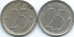 Belgium - Baudouin - 25 Centimes - 1974 - French (KM153.1) & 1969 - Dutch (KM154.1) - 25 Cents