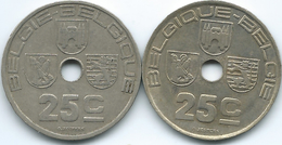 Belgium - Leopold III - 25 Centimes - 1938 (KM115.1) & 1939 (KM114.1) - 25 Centesimi