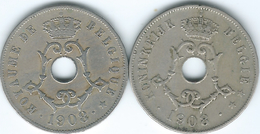 Belgium - Leopold II - 1908 - 25 Centimes - French (KM62) & Dutch (KM63) - 25 Centimes