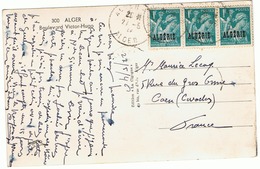 1f Iris Yvert 231, Bande De 3 Sur Carte Postale, 1946 - Lettres & Documents