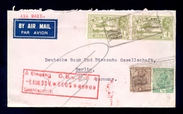 INDIA - Cover Sent By Airmail From India To Germany. Nice Airmail Stamps And Revenue India Stamps On Cover. - Luchtpost