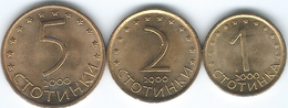 Bulgaria - 2000 - 1, 2 & 5 Stotinki (KMs 237a, 238a & 239a) Magnetic - Bulgarie